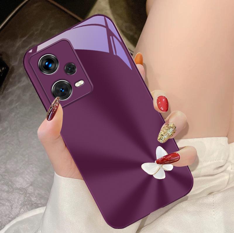 Farbverlauf Schmetterling Blau Für Xiaomi 14 Ultra 13 Lite Redmi Note 13 11 Pro 12 Plus Poco X6 3 Pro F4 6 GT Gehärtetes Glas Handyhülle