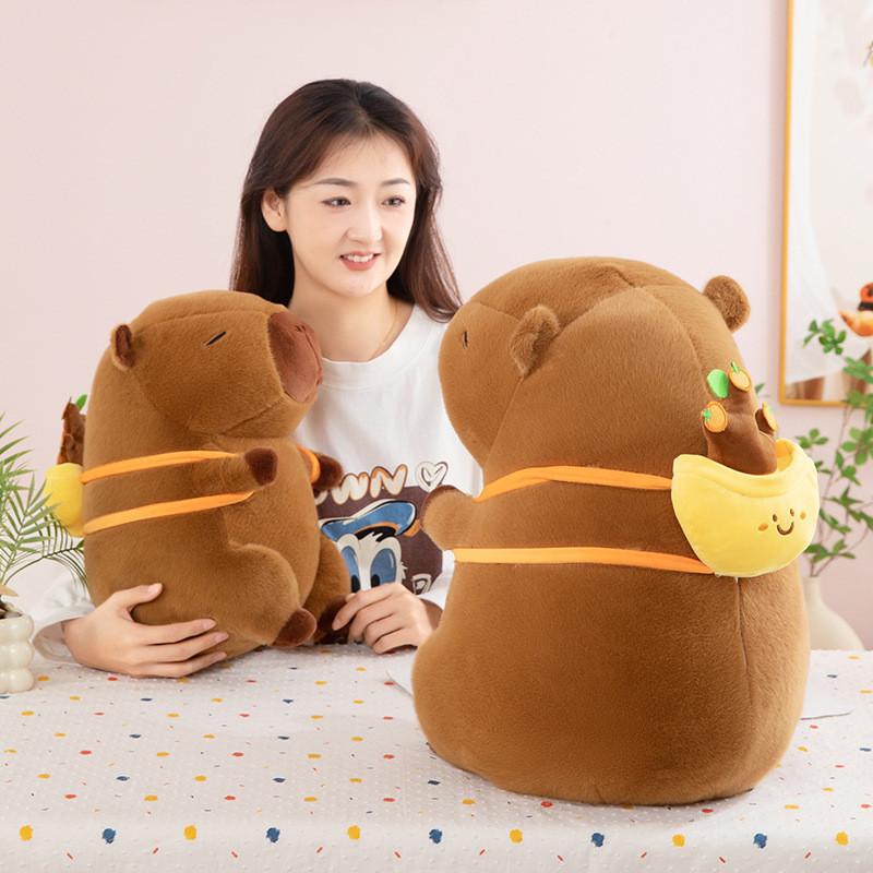 Capybara Fortune Tree Chef Plush Toy Koi Fish French Fries Backpack Gift Kids