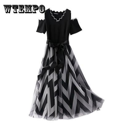 L-XXXL Women's Summer Dress Chiffon Veil Short Sleeve V-Neck Printing Mid-length Daily Wear