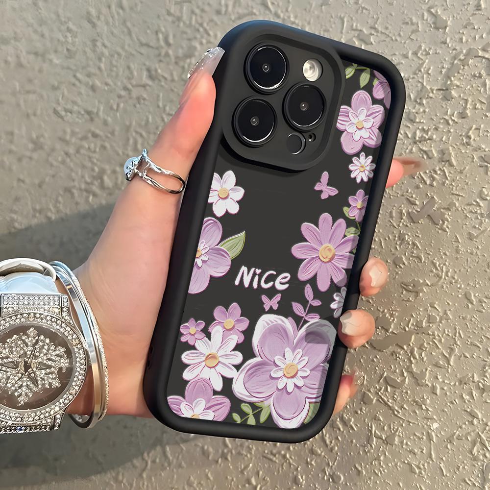 Soft Flower Painted Phone Case For iPhone 17 Pro Max 11 13 16 15 14 12 Air 17 Shockproof Funda Shell Coque Covers