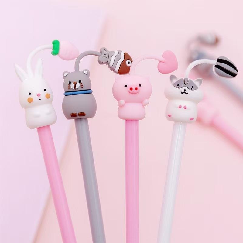 Kawai Stationery Creative Cartoon Cute Paradise Gel Pen Fresh and Student Exam Water Black Writing Signature Office Supplies