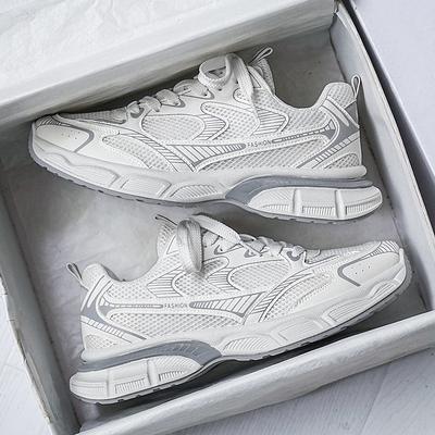 Men's Shoes Autumn New Silver Dad Shoes Mesh Breathable Casual Shoes Heightening Platform Sports Running Shoes Men