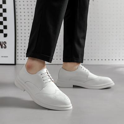 Herrenschuhe Schnür-Oxfords Luxus Lässig Weißes Leder Freizeitkleiderschuhe Komfort Handgefertigt Trend Hochzeitsparty Schuhe