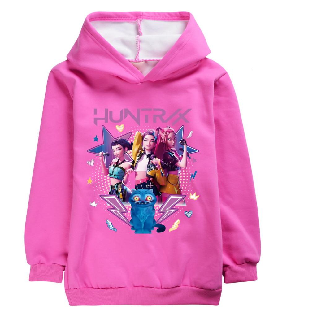 4983 Casual Girls Kpop Rumi Zoey Mira Print Long Sleeves Velvet Warm Hoodie