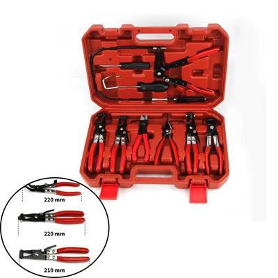 9 buc. Set de clește pentru inel de clemă pentru furtun pentru auto, sârmă flexibilă, tip cablu, cleme de îmbinare, pentru îndepărtarea etanșării uleiului, șurubelniță, instrumente pentru repararea mașinii