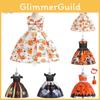 Silky And High Quality Halloween Costume Dress With Pumpkin Bag For Children