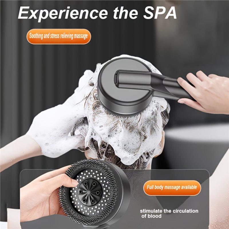 A58Z Self-Cleaning 4 Modes Shower Head With Integrated Silicone Brush One-Key Stop Water Massage High Pressure Showerhead Filter