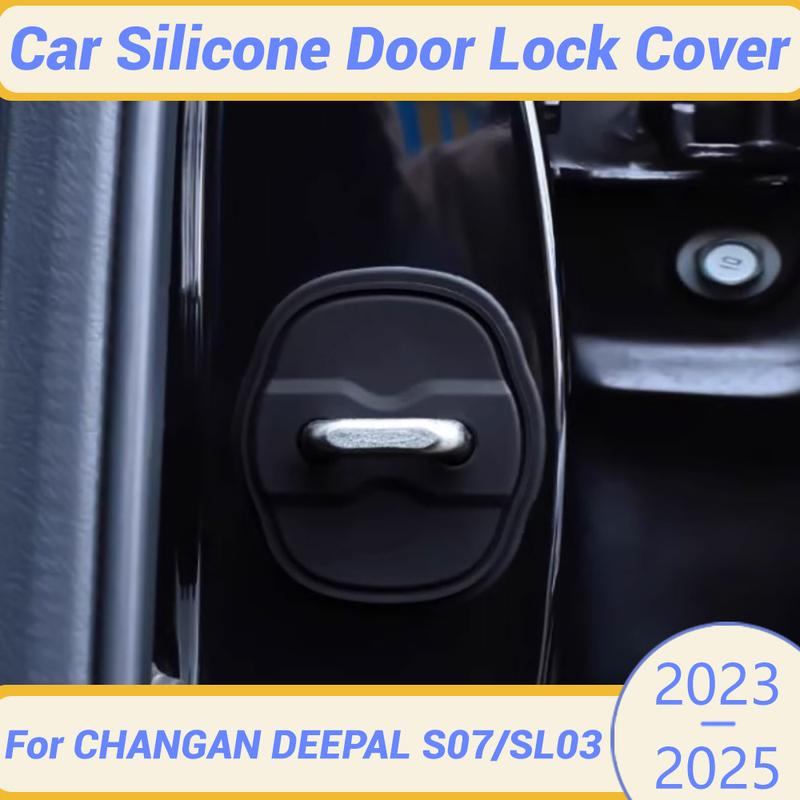 For CHANGAN DEEPAL S07 SL03 -2025 Silicone Car Door Lock Buckle Protection Cover Elastic Anti-Collision Shock Absorbing Pad