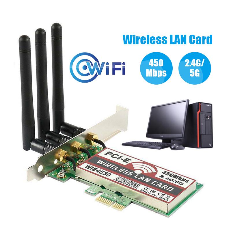 450Mbps LAN Desktop 2.4G//5G Wifi Wireless PCI-e PCI Express Card Network Adapter