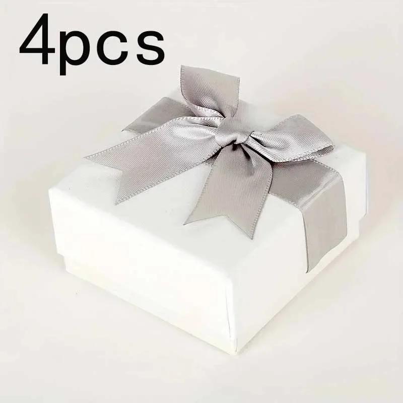 4pcs-Gift Box - Bow Small Jewelry Box Ring, Earrings, and Necklace Storage Box