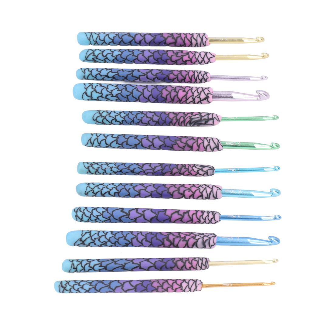 12Pcs Crochet Hooks Ergonomic Soft Handle Aluminum Crochet Needle Kit for Beginners for Crochet Accessories12 Pcs OPP