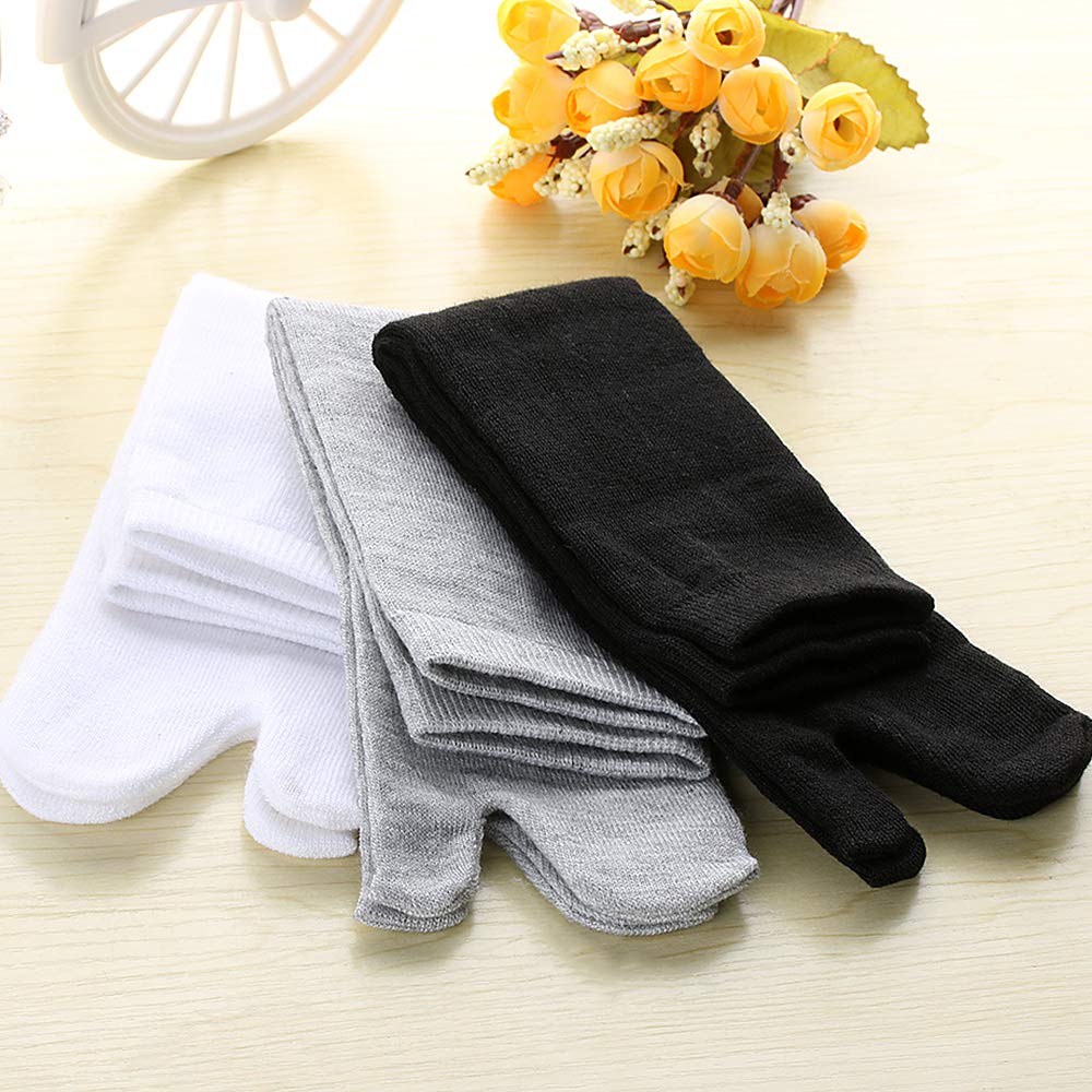 Tabi Ankelsockor En Storlek Passar Alla och [Yesallwas] Strumpor, Längd, Svart, 3-pack, Tvåtåad Bomull, Alla, Herr Dam