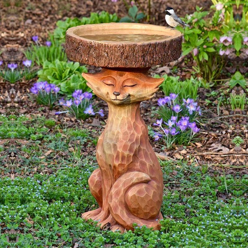 Animal  Wooden Stake Statue Resin Bird Feeder Garden Decoration Raccoon Fox Dog Sculpture Crafts Home Courtyard Ornaments