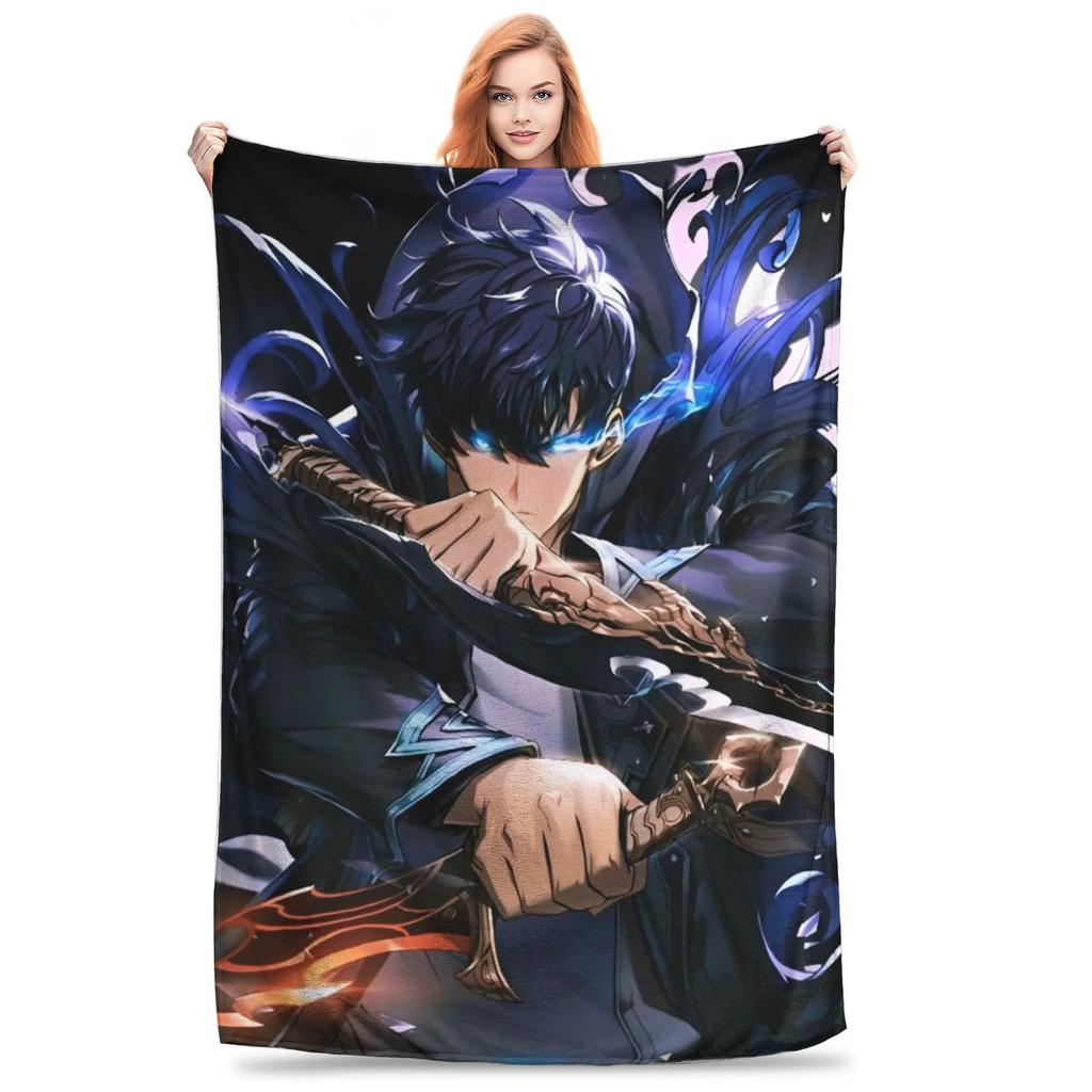 Solo S-ung Jin-woo Leveling Flannel Blanket Anime Novelty Throw Blankets for Home Hotel Sofa  200x150cm Quilt