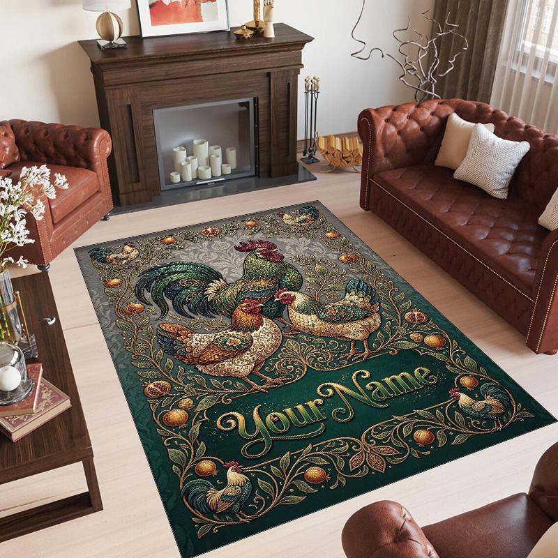 Decorative Artwork Theme Crystal Velvet Rug Personalized Custom Name Text Soft Floor Mat Home Decor