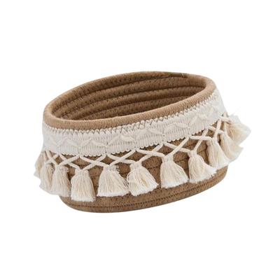 Woven Storage Basket Boho Sundries Organizer Basket for Desktop Bedroom Dorm