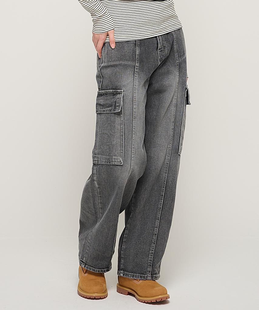 CARGOBROS FOR WOMAN Work Washed Denim Cargo Pants (Dark Denim)