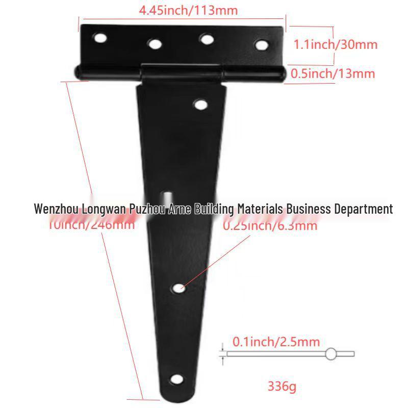 Black Spray-Painted T-Shaped Triangular Iron T-Hinge for Home Decor