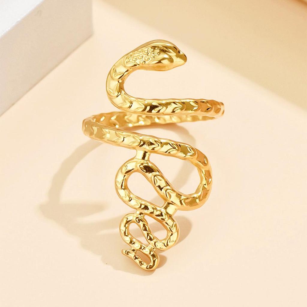 Unisex Punk Snake-Shaped Open Stainless Steel Ring – Fashion Hip Hop Snake Ring Accessories