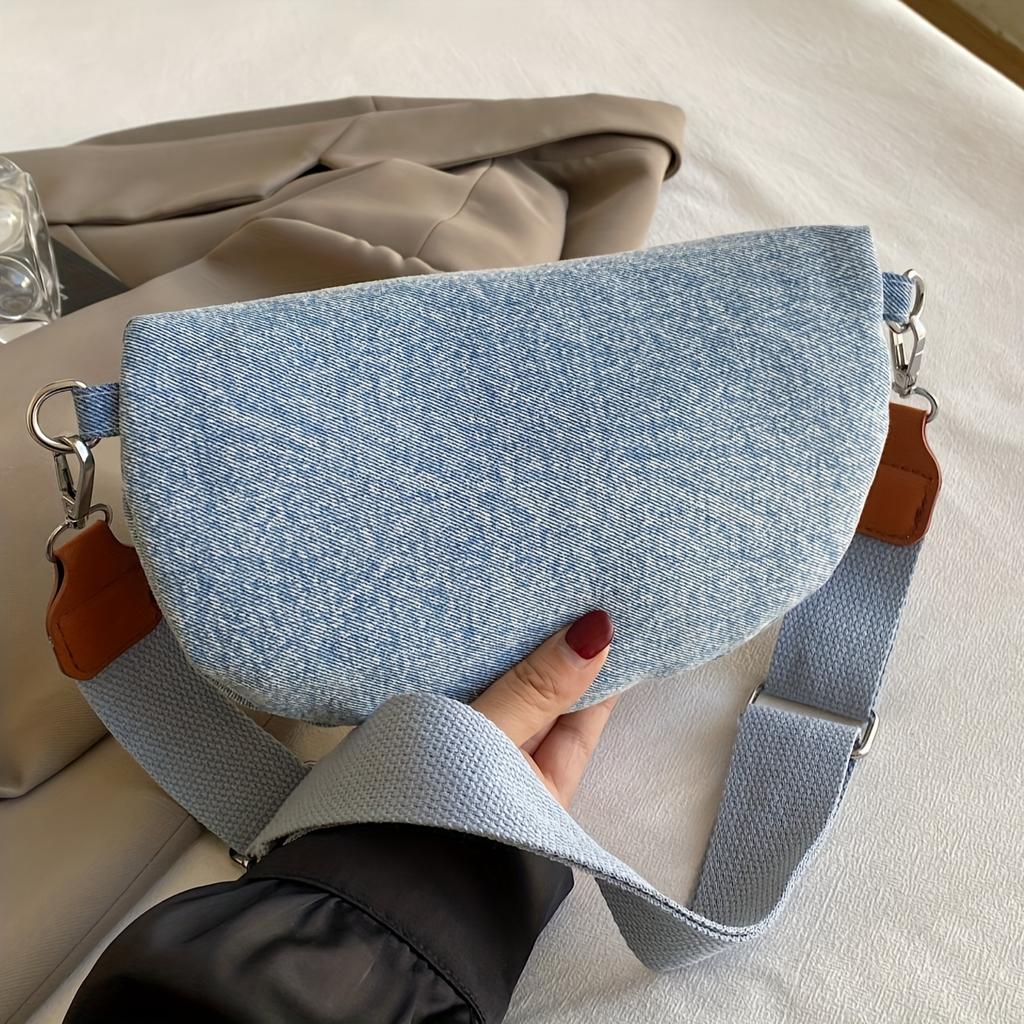 Vintage Denim Brusttasche für Damen Mode Vielseitige Reißverschluss Crossbody Bauchtasche mit Verstellbarem Breitem Schultergurt Stilvolle Outdoor-Hüfttasche