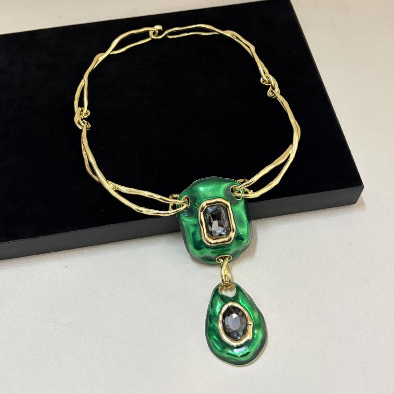 Minimalist Pendant Necklace,Heavy Industry Designer Geometry Gemstone Choker Necklace for Women