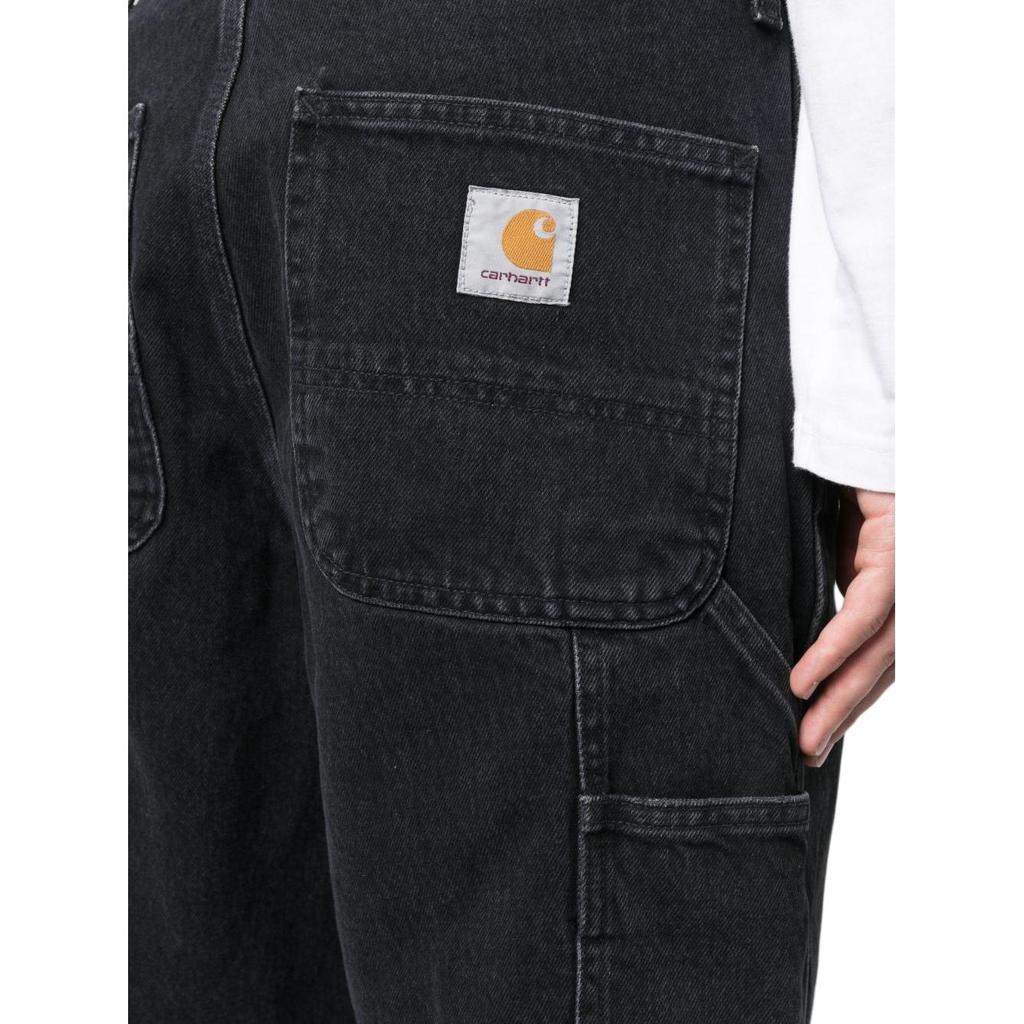 Carhartt WIP Single Knee Shorts Washed Button Solid Color Denim Men shorts Black I032026-89-06