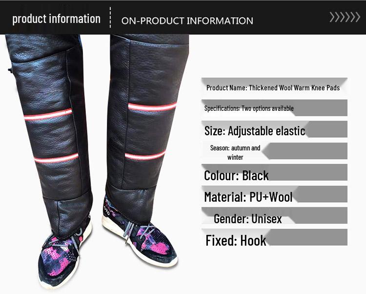 Extended Sheepskin Wool Leg Warmers - Windproof and Thickened Knee Pads for Winter Cycling & Cold Protection