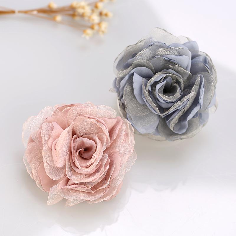 Elegant Korean Silk Gauze Flower Brooch Pin for Coats & Sweaters - Women's Professional Suit Accessory
