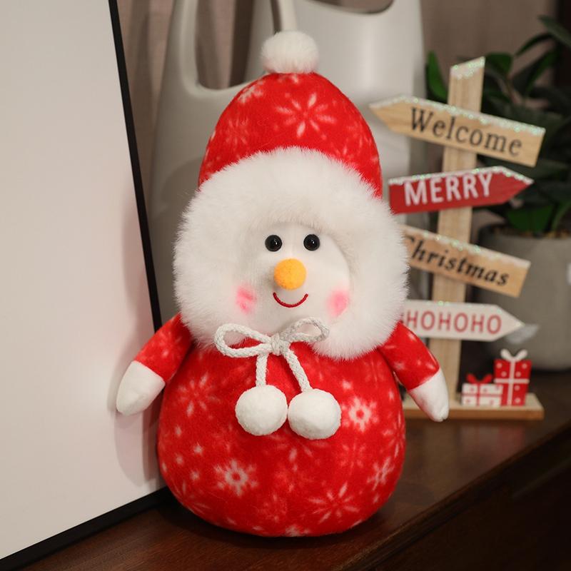 Kawaii 35CM Dress Up Snowman Plush Toy Lovely Christmas Snowman Plushie Doll Surprise Xmas Home Decoration Gift