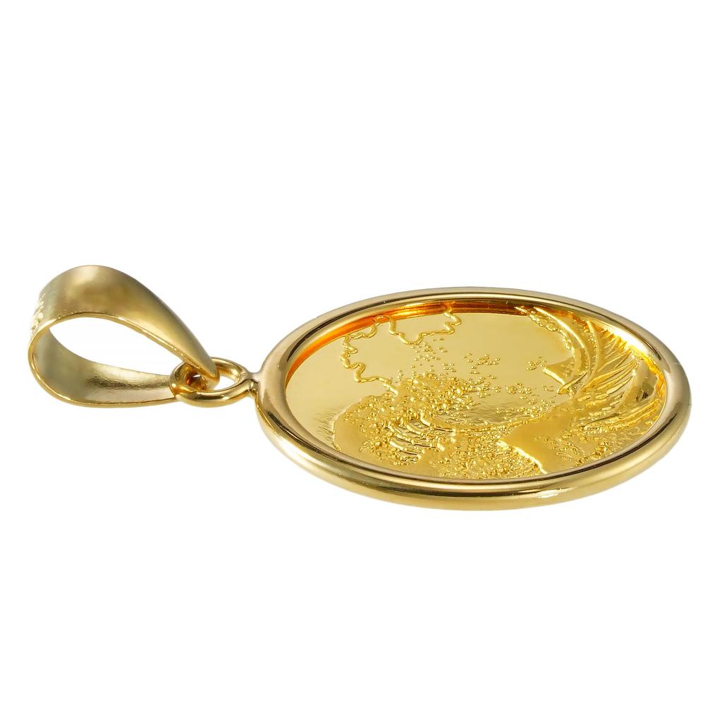 24 Karat Reingold Münzanhänger Katsushika Ansichten des Roten Berges 18 Karat Einfach Graviert [SPERANZA] Oberteil, Hokusai, Sechsunddreißig Ansichten des Fuji, Fuji, Ukiyo-e, 1/25 Unze, Fassung,