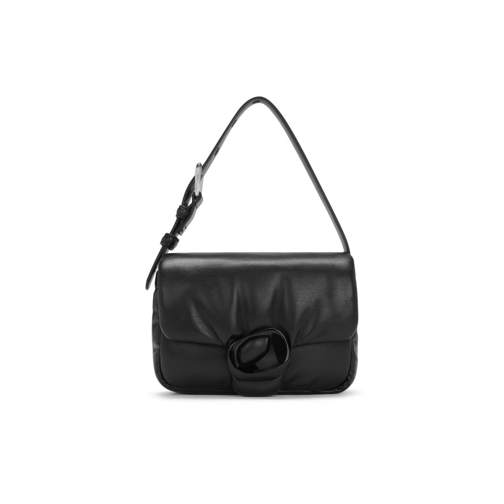 New CHARLES&KEITH PU Shoulder Bag, Small Square Bag, Pillow Bag, Shoulder Bag Women's Dark Brown/Noir Black/Ivory CK2-20271242