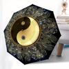 Golden Yin Yang Symbol Decorative PlateUmbrella, PortableFold Compact Umbrella for Men & Women Gift
