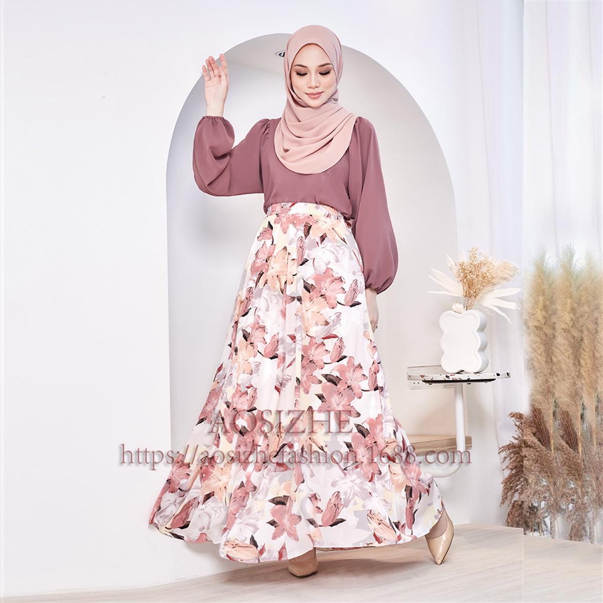 

Middle Eastern & Southeast Asian Print A-Line Mid-Length Skirt One Size