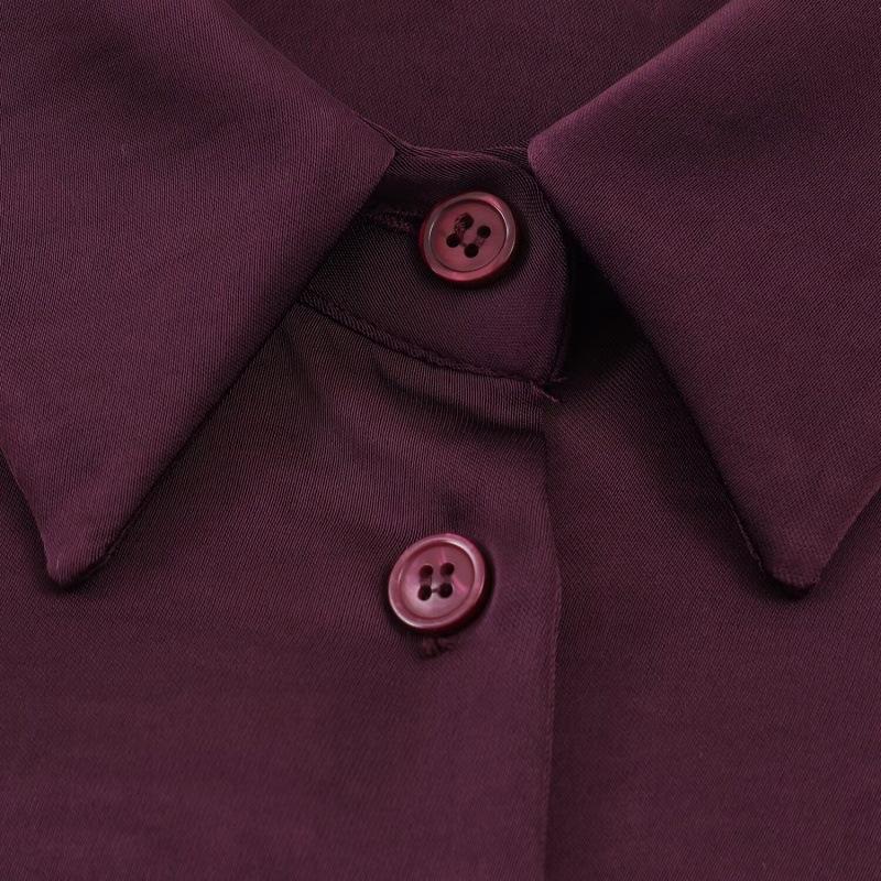 European American 2025 Winter Fashion Casual Silk Satin Balloon Fit Shirt