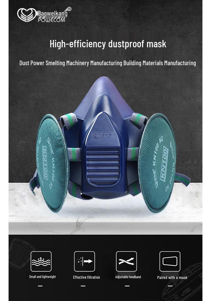 BaoWeiKang KN100 High-Efficiency Silicone Dustproof Mask for Industrial Use