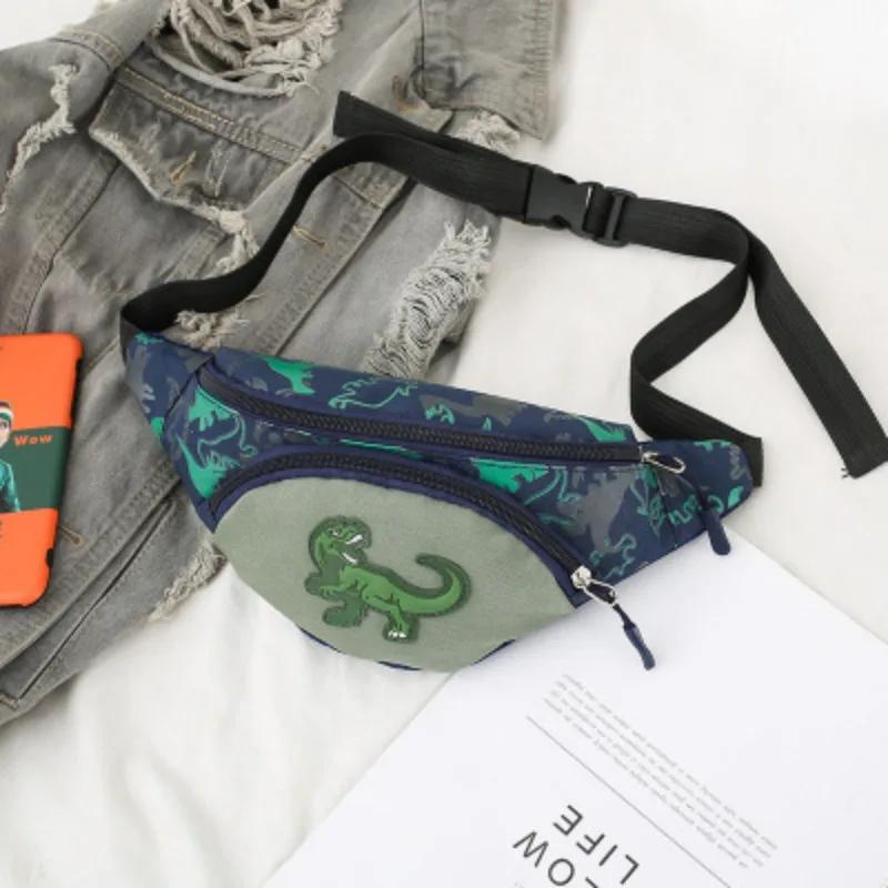 Cute Cartoon Dinosaur Storage Bags For Kids Phone Earphone Money Pouch Organizer Fashion Chest Waist Bag Children Belt Bag