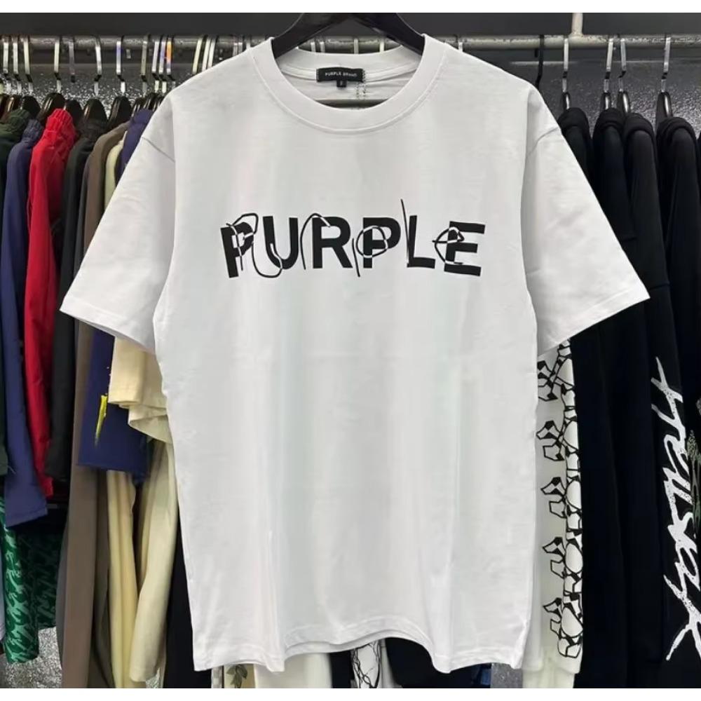 Purple Brand T Shirt Men Women Inset Crewneck Collar Regular Fit Cotton Print Tops US S-XL More Color