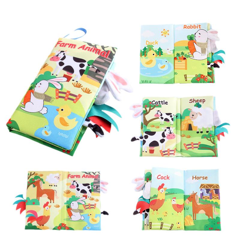 Baby Ocean Forest Flying Animal Tail Cloth Book Early Education Toy With Rustling Paper