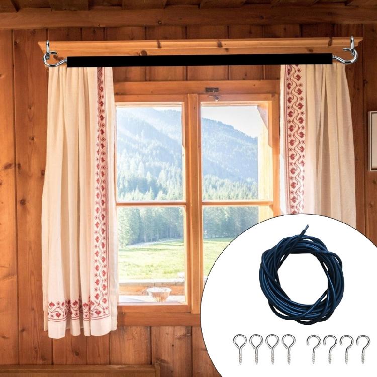 Multianvändning Gardineringsvajer 2 meters Längd Levereras med 4 Metallkrokar och 4 Skruvöglor Set Hem- och TrädgårdsgardinDekorationer