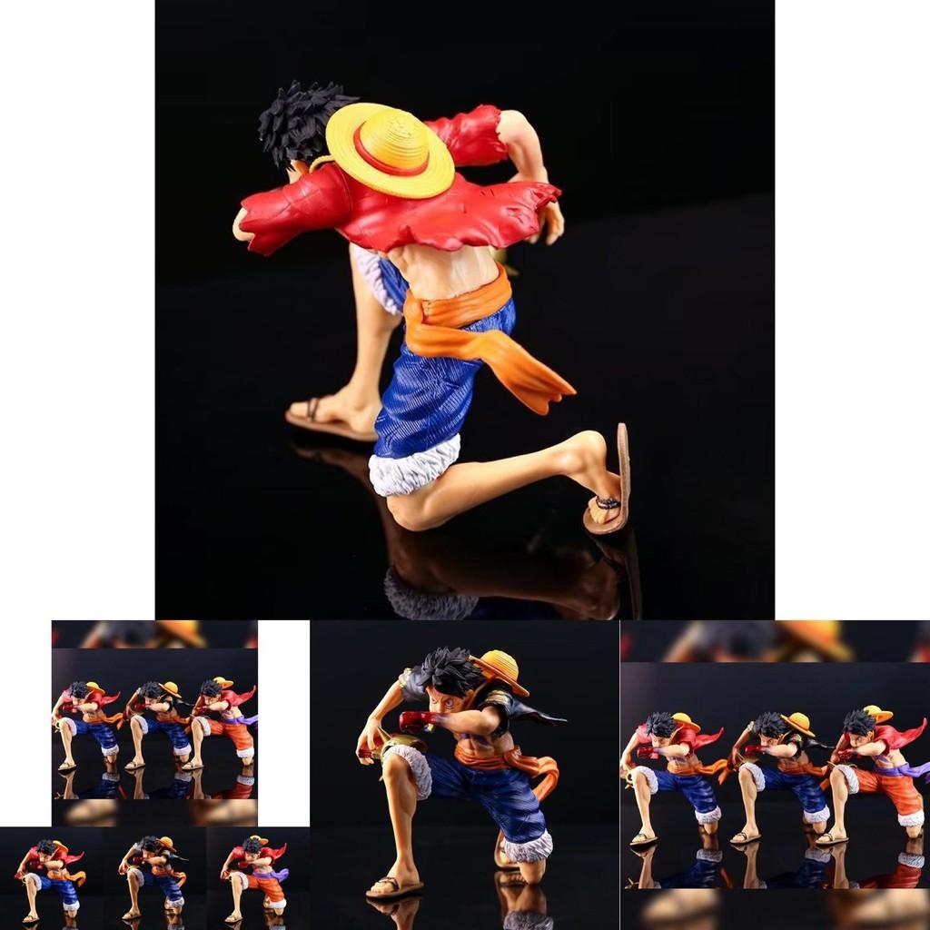 Impressive Pvc Anime Figure Of Luffy In Kneeling Pose With Three Eye-catching Colors