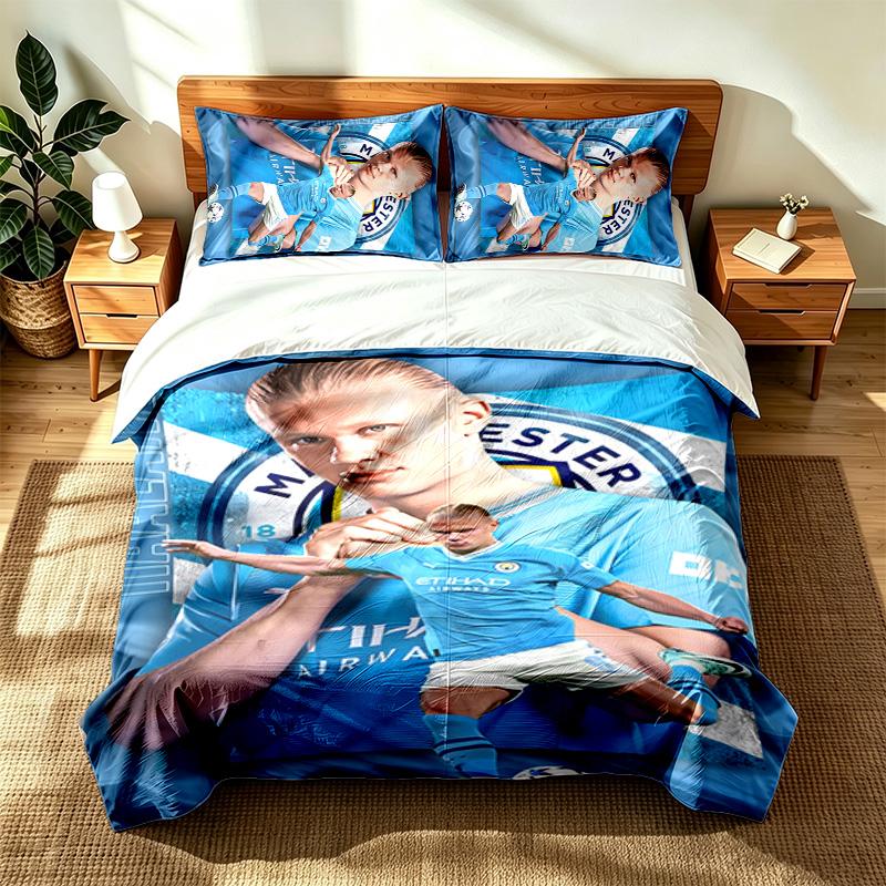 Erling Haaland (5) 3pc set suitable for master bedrooms soft and comfortable an ideal gift for family and friends Includes one duvet cover and two pil