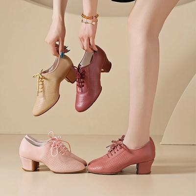 TWBEB Damen Moderne Standardtanzschuhe Leder Trainings Tanzsneaker Damen Frau Tango Latein Tanzschuhe Sneakers 3,5/5CM