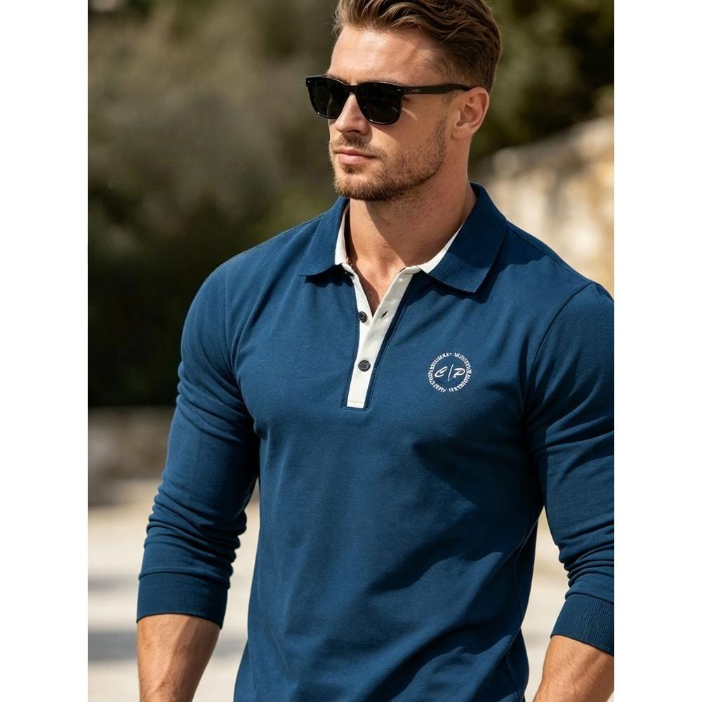 Men's Plus Size Long Sleeve Polo Shirt Autumn Winter Business Casual Cotton Top Breathable Stretch Loose Fit M-6XL White Black Navy