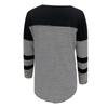 Women's Casual Round Neck Loose Collision Stripes Splicing Long-Sleeved Tops
