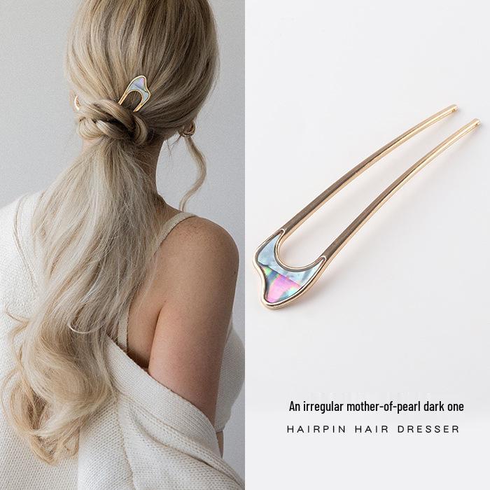 Minimalistische U-förmige Metallhaarnadel im japanischen Stil für Hochsteckfrisuren