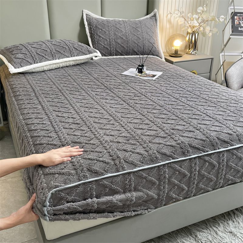 

Зимняя бархатная простыня из тафты, теплая мягкая простыня из кораллового флиса с резинкой, зеленое покрывало размера Queen King Size 150x200cm with pillowcase