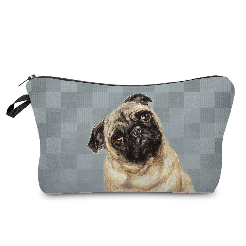 Women Dog Print Cosmetic Bag Toiletries Organize Travel Storage Case 6420