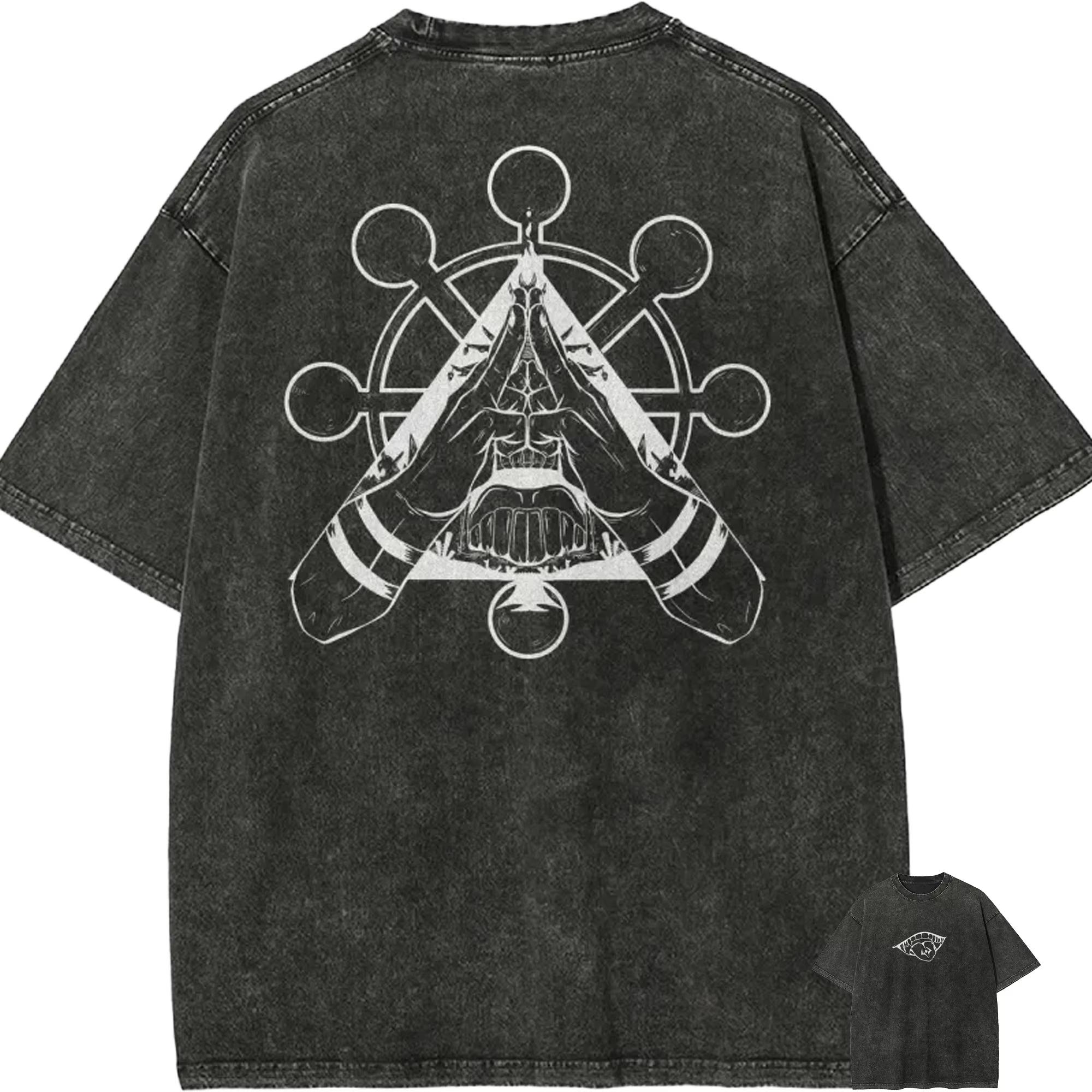 

Jujutsu Kaisen Sukuna T Shirt Men Mahoraga Wheel Vintage Acid Wash Streetwear Retro Japanese Anime Graphic Tees S