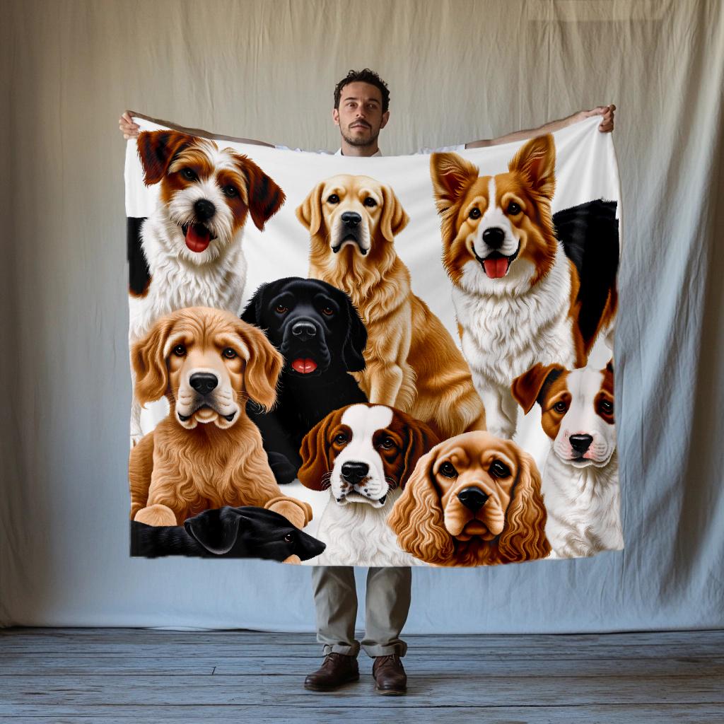 Cute Pet Dog Fashion Blanket Printed Throw Fashion Blanket Plush Fluffy Flannel Fleece Fashion Blanket Soft Throws for Sofa Couch and Bed