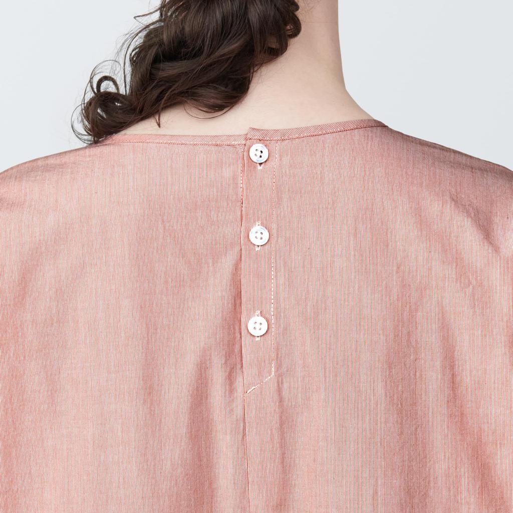 MUJI Cool Broad Pullover Short Sleeve Dress BC2JBA4S Orange Stripe L Women's Women's Women's